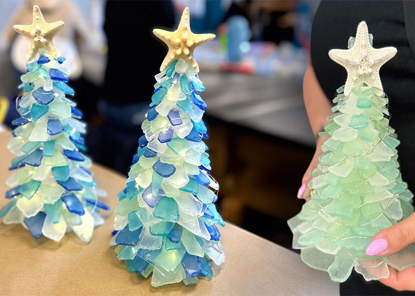 Three Sea glass Trees