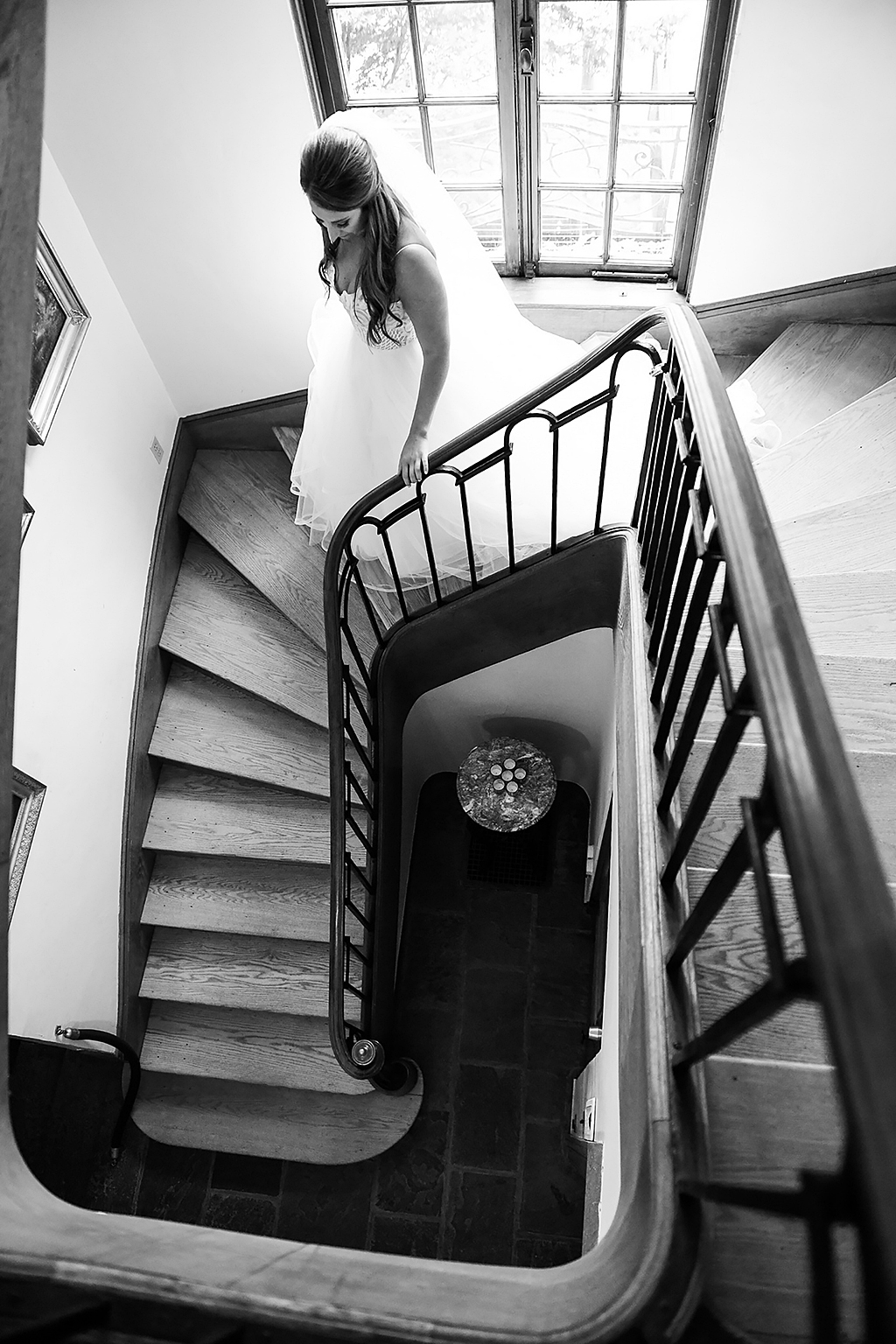Bride on Misselwood House staircase